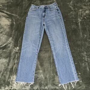 Pac Sun Mom Jean Blue Women's 25 High Rise Denim Straight Leg Cotton Casual